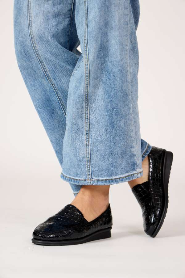 Aerocushion Maisy Womens Wedges - Black Croc (8990246797535)