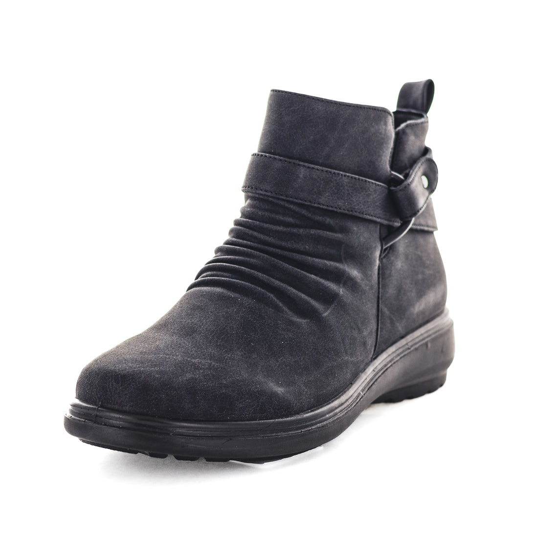 Marcella-BLKBRU-02 Aerocushion Marcella Womens Slip Ons - Black Brushed (9007870443743)