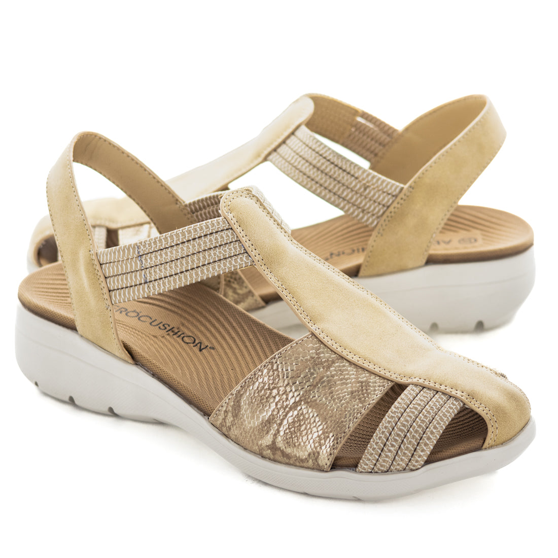 Aerocushion Mitza Womens Sandals - Beige/Snake (9116101214431)
