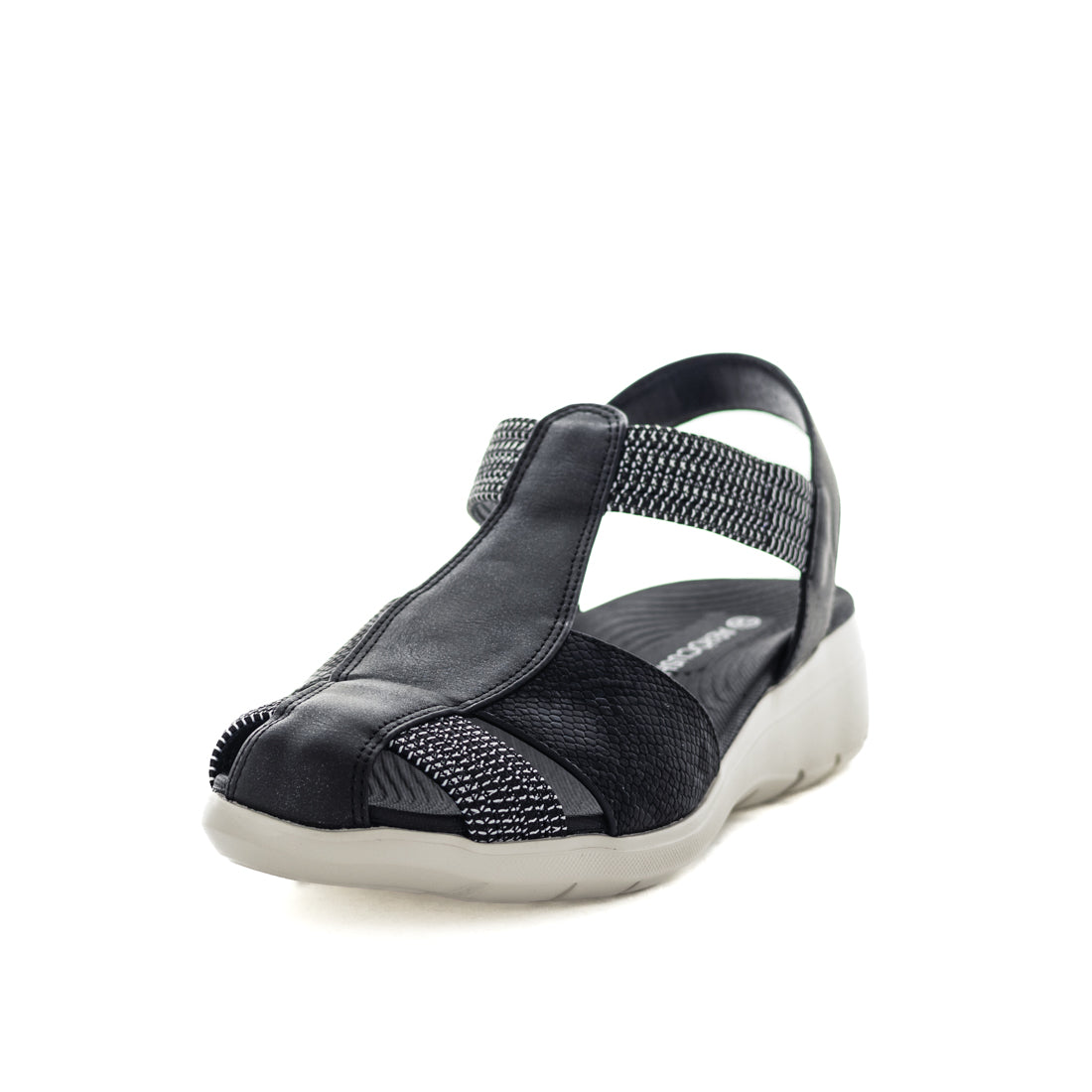 Mitza-BLKSNK-02 Aerocushion Mitza Womens Sandals - Black/Snake (9116101181663)