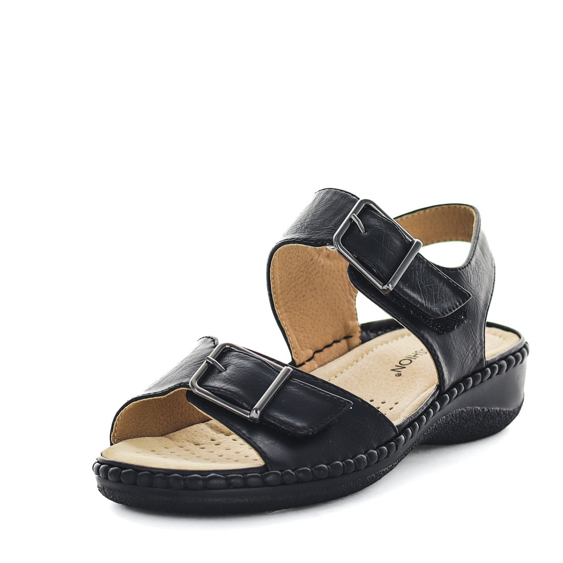 Must-BLM-02 Aerocushion Must Womens Sandals - Black Smooth (9043147161823) (8788794245343)