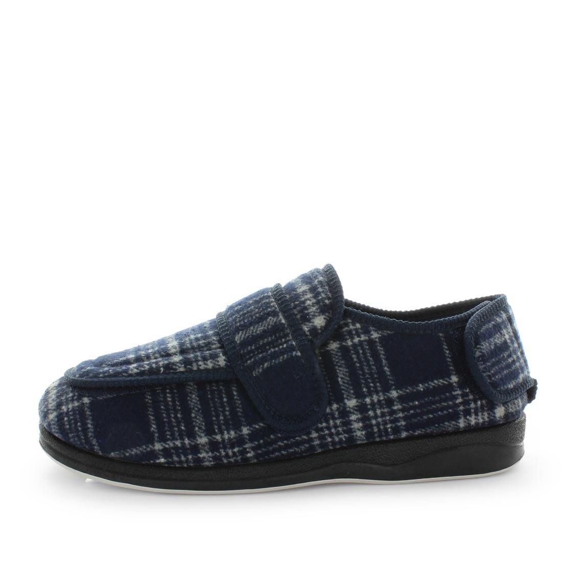 Panda Edison Men's Slippers - Navy Blue Check (9005719290079)