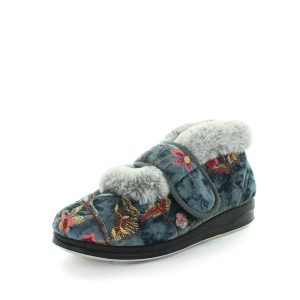 Panda Emee Women's Slippers - Grey Embroidery (9005719748831)