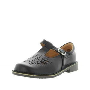 Wilde School Jarra Girls School Shoes - Black Smooth (8842579902687)