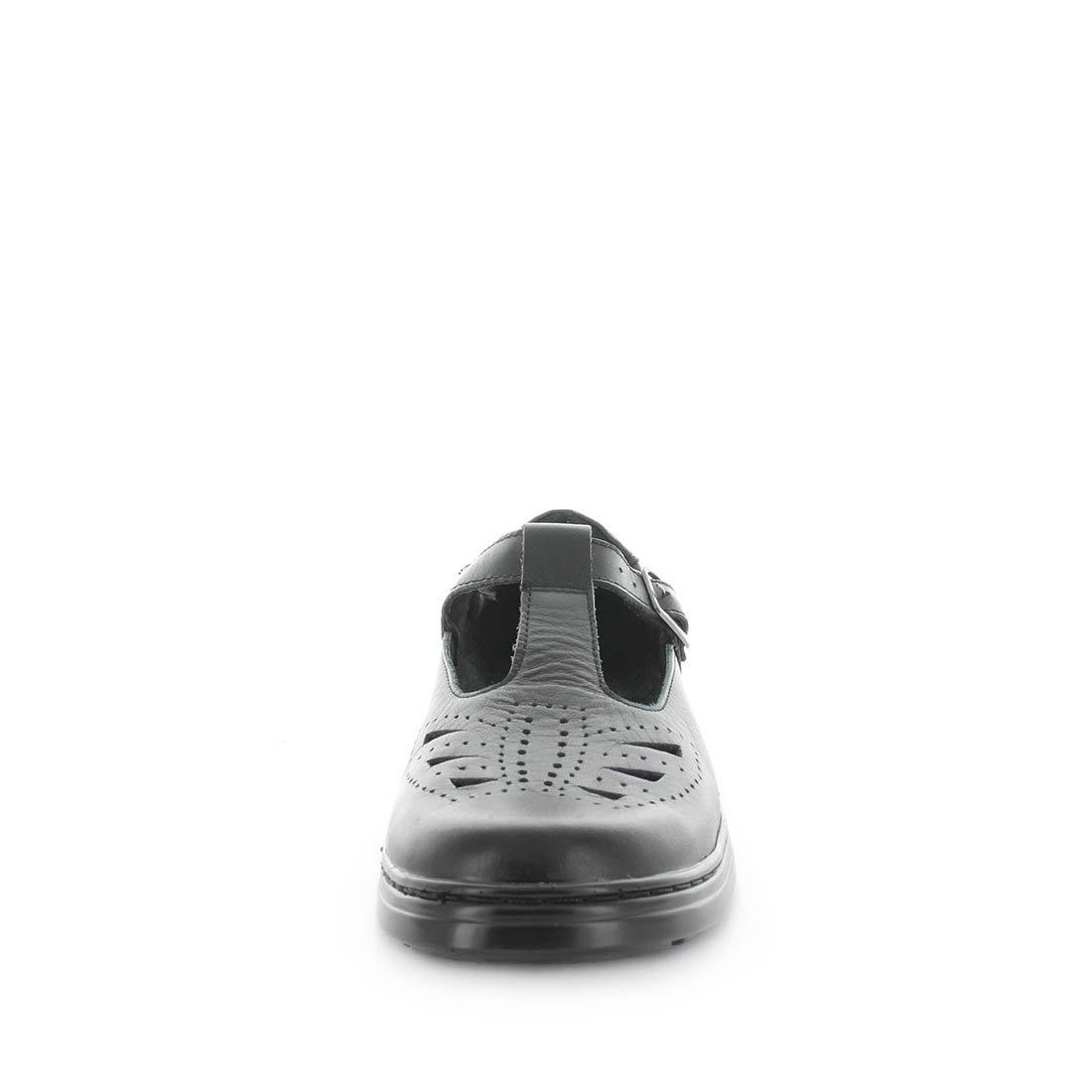 Wilde School Jesse Girls School Shoes - Black Smooth (8842579640543)